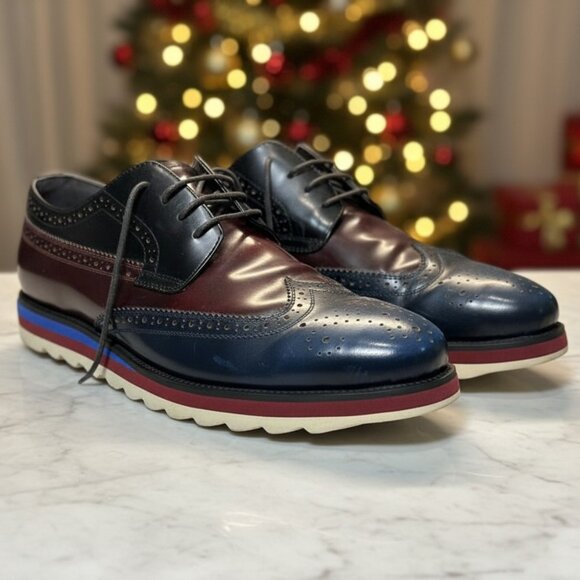 EDENTI Men\'s Multi-Color UK Brogue Shoes Chunky Sole Longwing Brogue